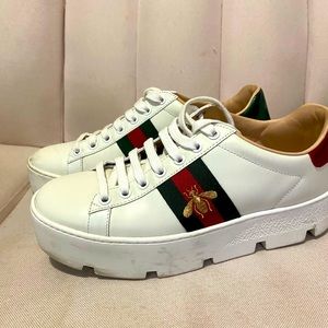 Gucci Women’s Ace Embroidered Platform Sneakers / Shoes - Authentic